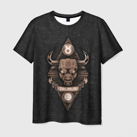 Мужская футболка 3D с принтом ТЕЛЕЦ в Кировске, 100% полиэфир | прямой крой, круглый вырез горловины, длина до линии бедер | taurus | бык | животное | зверь | знак зодиака | телец
