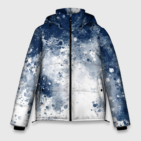 Мужская зимняя куртка 3D с принтом Чернильные капли в Новосибирске, верх — 100% полиэстер; подкладка — 100% полиэстер; утеплитель — 100% полиэстер | длина ниже бедра, свободный силуэт Оверсайз. Есть воротник-стойка, отстегивающийся капюшон и ветрозащитная планка. 

Боковые карманы с листочкой на кнопках и внутренний карман на молнии. | drops | gradient | ink | neon | stains | градиент | капли | неон | разводы | чернила
