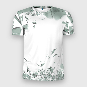 Мужская футболка 3D спортивная с принтом разбитое стекло , 100% полиэстер с улучшенными характеристиками | приталенный силуэт, круглая горловина, широкие плечи, сужается к линии бедра | окно | принт | разбитое стекло
