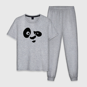 Мужская пижама хлопок с принтом Панда в Курске, 100% хлопок | брюки и футболка прямого кроя, без карманов, на брюках мягкая резинка на поясе и по низу штанин
 | panda | образ | панда | рисунок | силуэт
