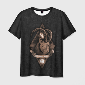 Мужская футболка 3D с принтом КОЗЕРОГ в Кировске, 100% полиэфир | прямой крой, круглый вырез горловины, длина до линии бедер | capricorn | животное | зверь | знак зодиака | козерог