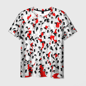 Мужская футболка 3D с принтом Haunted Family в Санкт-Петербурге, 100% полиэфир | прямой крой, круглый вырез горловины, длина до линии бедер | hip hop | kizaru | rap | красный | паттерн | приведение | призрак | рэп | толпа | хип хоп