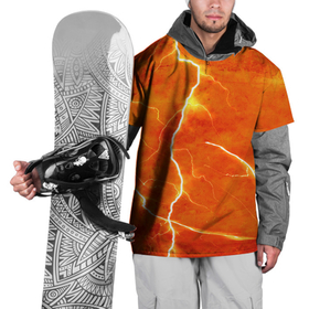 Накидка на куртку 3D с принтом Молния в Санкт-Петербурге, 100% полиэстер |  | гроза | гром | молния | оранжевый | разряд молнии | свет
