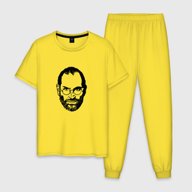 Мужская пижама хлопок с принтом Стив Джобс в Тюмени, 100% хлопок | брюки и футболка прямого кроя, без карманов, на брюках мягкая резинка на поясе и по низу штанин
 | apple | steve jobs | айфон | джобс | стив | стив джобс