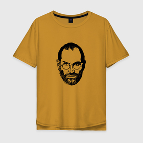 Мужская футболка хлопок Oversize с принтом Стив Джобс в Екатеринбурге, 100% хлопок | свободный крой, круглый ворот, “спинка” длиннее передней части | apple | steve jobs | айфон | джобс | стив | стив джобс