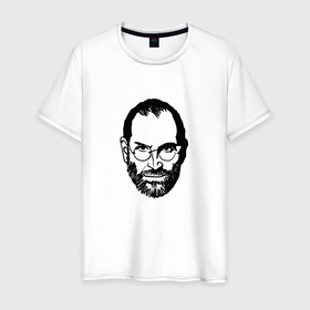 Мужская футболка хлопок с принтом Стив Джобс в Белгороде, 100% хлопок | прямой крой, круглый вырез горловины, длина до линии бедер, слегка спущенное плечо. | apple | steve jobs | айфон | джобс | стив | стив джобс
