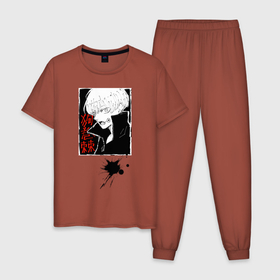 Мужская пижама хлопок с принтом Магическая битва в Кировске, 100% хлопок | брюки и футболка прямого кроя, без карманов, на брюках мягкая резинка на поясе и по низу штанин
 | jujutsu kaisen | аниме | магическая битва | манга