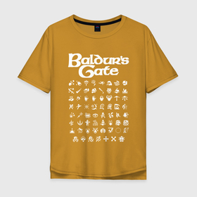Мужская футболка хлопок Oversize с принтом BALDURS GATE в Белгороде, 100% хлопок | свободный крой, круглый ворот, “спинка” длиннее передней части | baldur gates | baldur gates 3 | baldur s gate | baldur s gate 3 | game | игра.
