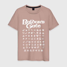 Мужская футболка хлопок с принтом BALDURS GATE , 100% хлопок | прямой крой, круглый вырез горловины, длина до линии бедер, слегка спущенное плечо. | baldur gates | baldur gates 3 | baldur s gate | baldur s gate 3 | game | игра.
