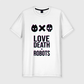 Мужская футболка хлопок Slim с принтом LDR Glitch в Екатеринбурге, 92% хлопок, 8% лайкра | приталенный силуэт, круглый вырез ворота, длина до линии бедра, короткий рукав | Тематика изображения на принте: death | fantastic | future | glitch | ldr | love | love death and robots | love death robots | netflix | robots | sci fi | будущее | глитч | лдр | любовь | нетфликс | роботы | фантастика