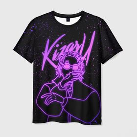 Мужская футболка 3D с принтом KIZARU в Екатеринбурге, 100% полиэфир | прямой крой, круглый вырез горловины, длина до линии бедер | Тематика изображения на принте: haunted family | kizaru | kizaru   haunted family | rap | кизару | рэп | хип хоп
