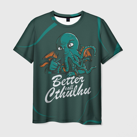 Мужская футболка 3D с принтом Лучше звоните Ктулху в Новосибирске, 100% полиэфир | прямой крой, круглый вырез горловины, длина до линии бедер | better call soul | cthulhu | lovecraft | ктулху | лавкрафт | лучше звоните солу | мистика | сериал | сериалы | сол