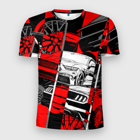 Мужская футболка 3D Slim с принтом Автомобили в Кировске, 100% полиэстер с улучшенными характеристиками | приталенный силуэт, круглая горловина, широкие плечи, сужается к линии бедра | автомобиль | гоночное авто | машина | супер кар | тачка