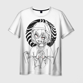 Мужская футболка 3D с принтом Ахегао эмоция в Санкт-Петербурге, 100% полиэфир | прямой крой, круглый вырез горловины, длина до линии бедер | ahegao | anime | girl | ohegao | аниме | ахегао | вайфу | девушка | охегао | тян