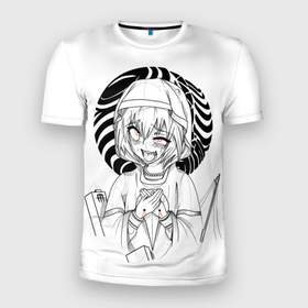 Мужская футболка 3D спортивная с принтом Ахегао эмоция в Новосибирске, 100% полиэстер с улучшенными характеристиками | приталенный силуэт, круглая горловина, широкие плечи, сужается к линии бедра | ahegao | anime | girl | ohegao | аниме | ахегао | вайфу | девушка | охегао | тян