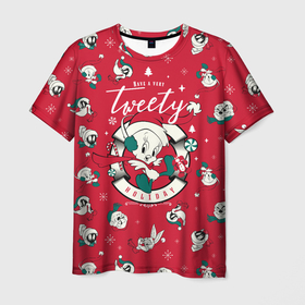 Мужская футболка 3D с принтом Tweety в Петрозаводске, 100% полиэфир | прямой крой, круглый вырез горловины, длина до линии бедер | looney tunes | warner bros | багз банни | безумные мелодии | веселые мелодии | ворнер | луни тюнз | луни тюнс | мультяшки | новый год | твити | твитти