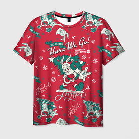 Мужская футболка 3D с принтом Багз Банни в Тюмени, 100% полиэфир | прямой крой, круглый вырез горловины, длина до линии бедер | bugs bunny | looney tunes | warner bros | багз банни | безумные мелодии | веселые мелодии | ворнер | луни тюнз | луни тюнс | мультяшки | новый год