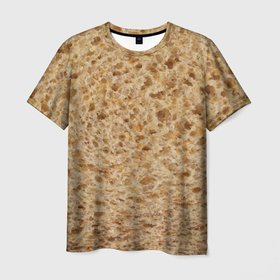 Мужская футболка 3D с принтом Хлеб в Екатеринбурге, 100% полиэфир | прямой крой, круглый вырез горловины, длина до линии бедер | 2020 | 2021 | еда | лаваш | плед | подарок | приколы | текстура | футболка | хлеб