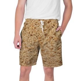 Мужские шорты 3D с принтом Хлеб ,  полиэстер 100% | прямой крой, два кармана без застежек по бокам. Мягкая трикотажная резинка на поясе, внутри которой широкие завязки. Длина чуть выше колен | 2020 | 2021 | еда | лаваш | плед | подарок | приколы | текстура | футболка | хлеб