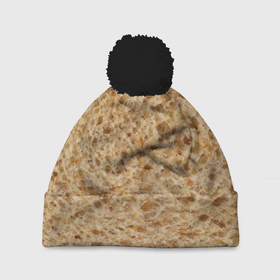 Шапка 3D c помпоном с принтом Хлеб в Курске, 100% полиэстер | универсальный размер, печать по всей поверхности изделия | Тематика изображения на принте: 2020 | 2021 | еда | лаваш | плед | подарок | приколы | текстура | футболка | хлеб