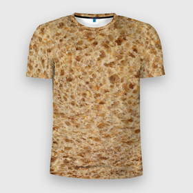 Мужская футболка 3D Slim с принтом Хлеб в Санкт-Петербурге, 100% полиэстер с улучшенными характеристиками | приталенный силуэт, круглая горловина, широкие плечи, сужается к линии бедра | 2020 | 2021 | еда | лаваш | плед | подарок | приколы | текстура | футболка | хлеб