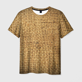 Мужская футболка 3D с принтом Мешок в Белгороде, 100% полиэфир | прямой крой, круглый вырез горловины, длина до линии бедер | 2021 | 3d | мешковина | мешок | нити | плед | прикол | текстура | ткань | толстовка | тренд | тряпка | футболка