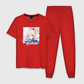 Мужская пижама хлопок с принтом Genshin Impact в Тюмени, 100% хлопок | брюки и футболка прямого кроя, без карманов, на брюках мягкая резинка на поясе и по низу штанин
 | Тематика изображения на принте: anime | genshin impact | genshin impact аниме | sucrose | wifu | аниме | вайфу | геншн импакт