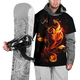 Накидка на куртку 3D с принтом Огненный цветок в Петрозаводске, 100% полиэстер |  | Тематика изображения на принте: огненный цветок | огонь | узор | узор в огне | цветок | цветок в огне.
