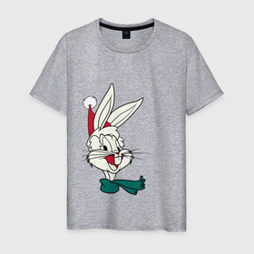 Мужская футболка хлопок с принтом Bugs Bunny , 100% хлопок | прямой крой, круглый вырез горловины, длина до линии бедер, слегка спущенное плечо. | looney tunes | warner bros | багз банни | безумные мелодии | веселые мелодии | ворнер | луни тюнз | луни тюнс | мультяшки | новый год