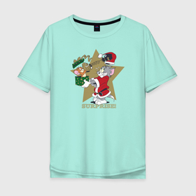 Мужская футболка хлопок Oversize с принтом Том и Джерри , 100% хлопок | свободный крой, круглый ворот, “спинка” длиннее передней части | tom and jerry | vdkimel | warner bros | том и джерри
