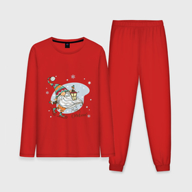 Мужская пижама хлопок (с лонгсливом) с принтом Рождественский гном в Новосибирске,  |  | 