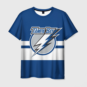 Мужская футболка 3D с принтом TAMPA BAY LIGHTING в Екатеринбурге, 100% полиэфир | прямой крой, круглый вырез горловины, длина до линии бедер | hockey | logo | nhl | sport | tampa | tampa bay | team | usa | линии | логотип | нхл | спорт | сша | тампа | тампа бэй | хоккей