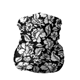 Бандана-труба 3D с принтом White flowers в Санкт-Петербурге, 100% полиэстер, ткань с особыми свойствами — Activecool | плотность 150‒180 г/м2; хорошо тянется, но сохраняет форму | abstract | flowers | texturae | абстракция | белый | стиль | текстура | цветы | черно белый | черный