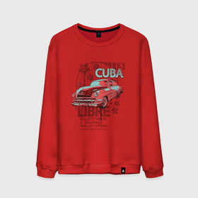 Мужской свитшот хлопок с принтом Куба , 100% хлопок |  | арт | классика | куба | раритет | рисунок | старое авто