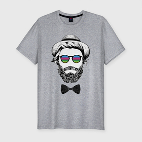 Мужская футболка хлопок Slim с принтом Hipster в Новосибирске, 92% хлопок, 8% лайкра | приталенный силуэт, круглый вырез ворота, длина до линии бедра, короткий рукав | beard | butterfly | cool | dude | face | fashion | guy | hat | hipster | hype | moustache | бабочка | борода | круто | лицо | мода | очки | парень | усы | хайп | хипстер | чувак | шляпа