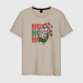 Мужская футболка хлопок с принтом Ho Ho Ho в Кировске, 100% хлопок | прямой крой, круглый вырез горловины, длина до линии бедер, слегка спущенное плечо. | tom and jerry | vdkimel | warner bros | дед мороз | подарок | санта клаус | том и джерри