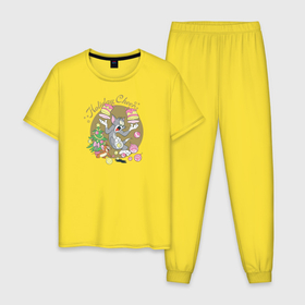 Мужская пижама хлопок с принтом Holiday Cheer в Тюмени, 100% хлопок | брюки и футболка прямого кроя, без карманов, на брюках мягкая резинка на поясе и по низу штанин
 | tom and jerry | vdkimel | warner bros | том и джерри