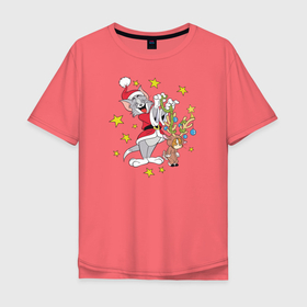 Мужская футболка хлопок Oversize с принтом Tom and Jerry в Новосибирске, 100% хлопок | свободный крой, круглый ворот, “спинка” длиннее передней части | tom and jerry | vdkimel | warner bros | том и джерри