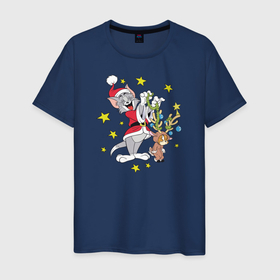 Мужская футболка хлопок с принтом Tom and Jerry в Белгороде, 100% хлопок | прямой крой, круглый вырез горловины, длина до линии бедер, слегка спущенное плечо. | tom and jerry | vdkimel | warner bros | том и джерри
