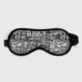Маска для сна 3D с принтом Бесконечный город в Тюмени, внешний слой — 100% полиэфир, внутренний слой — 100% хлопок, между ними — поролон |  | город | дом | карикатура | паттерн | улица | черный