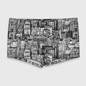 Мужские купальные плавки 3D с принтом Бесконечный город , Полиэстер 85%, Спандекс 15% |  | Тематика изображения на принте: город | дом | карикатура | паттерн | улица | черный