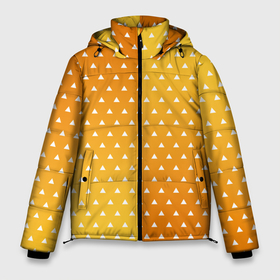 Мужская зимняя куртка 3D с принтом ЗЕНИЦУ КИМОНО в Тюмени, верх — 100% полиэстер; подкладка — 100% полиэстер; утеплитель — 100% полиэстер | длина ниже бедра, свободный силуэт Оверсайз. Есть воротник-стойка, отстегивающийся капюшон и ветрозащитная планка. 

Боковые карманы с листочкой на кнопках и внутренний карман на молнии. | Тематика изображения на принте: anime | demon slayer | kimetsu no yaiba | аниме | бесконечный поезд | зеницу | иноске | иноске хашибира | клинок | клинок рассекающий демонов | манга | недзуко | незука | незуко | нэзуко | рассекающий демонов | тамаё