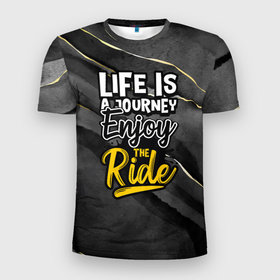 Мужская футболка 3D спортивная с принтом Жизнь - это путешествие в Санкт-Петербурге, 100% полиэстер с улучшенными характеристиками | приталенный силуэт, круглая горловина, широкие плечи, сужается к линии бедра | жизнь | надпись | путешествие | путь | черная
