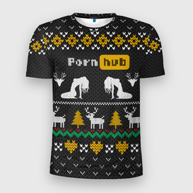 Мужская футболка 3D спортивная с принтом Pornhub свитер с оленями , 100% полиэстер с улучшенными характеристиками | приталенный силуэт, круглая горловина, широкие плечи, сужается к линии бедра | 2021 | knit | knitted | merch | new year | sweater | ugly sweater | вязанный | вязяный | зимний | лого | логотип | мерч | новый год | олени | рождественский | рождественский свитер | рождес