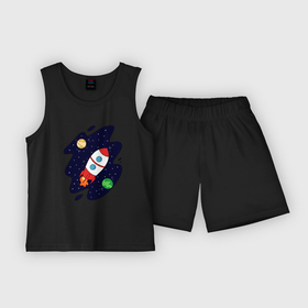 Детская пижама с шортами хлопок с принтом Космос ,  |  | звёзды | космос | планеты | ракета
