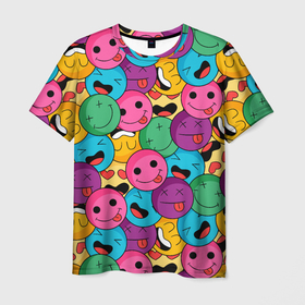 Мужская футболка 3D с принтом Pattern в Екатеринбурге, 100% полиэфир | прямой крой, круглый вырез горловины, длина до линии бедер | color | cool | eyes | face | heart | hype | pattern | smile | tongue | глаза | круто | лицо | сердце | узор | улыбка | хайп | цвет | язык