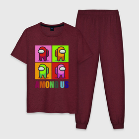 Мужская пижама хлопок с принтом Among us rainbow в Белгороде, 100% хлопок | брюки и футболка прямого кроя, без карманов, на брюках мягкая резинка на поясе и по низу штанин
 | among | us | амонг ас | нас | среди