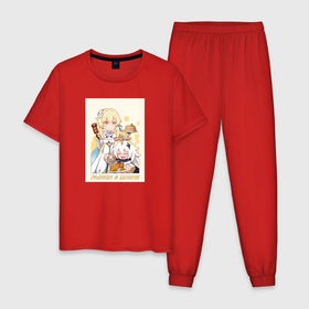 Мужская пижама хлопок с принтом Genshin Impact в Белгороде, 100% хлопок | брюки и футболка прямого кроя, без карманов, на брюках мягкая резинка на поясе и по низу штанин
 | anime | genshin impact | genshin impact аниме | sucrose | wifu | аниме | вайфу | геншн импакт