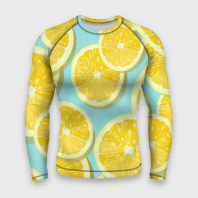 Мужской рашгард 3D с принтом лимончики в Курске,  |  | Тематика изображения на принте: еда | лимон | фрукты | цитрусы