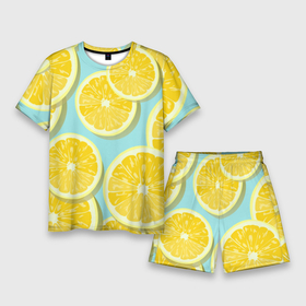Мужской костюм с шортами 3D с принтом лимончики в Петрозаводске,  |  | еда | лимон | фрукты | цитрусы